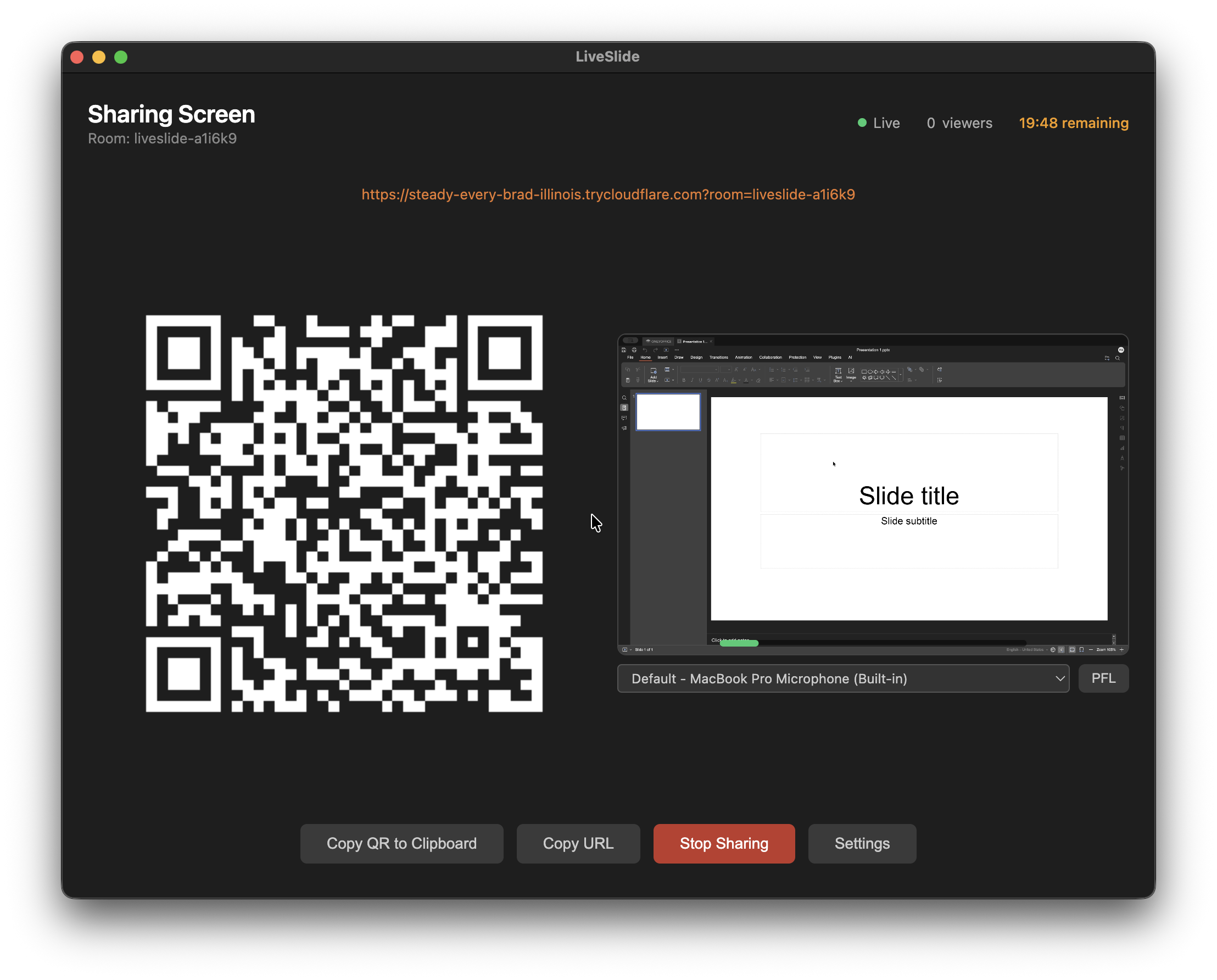 Live Slide sharing screen
