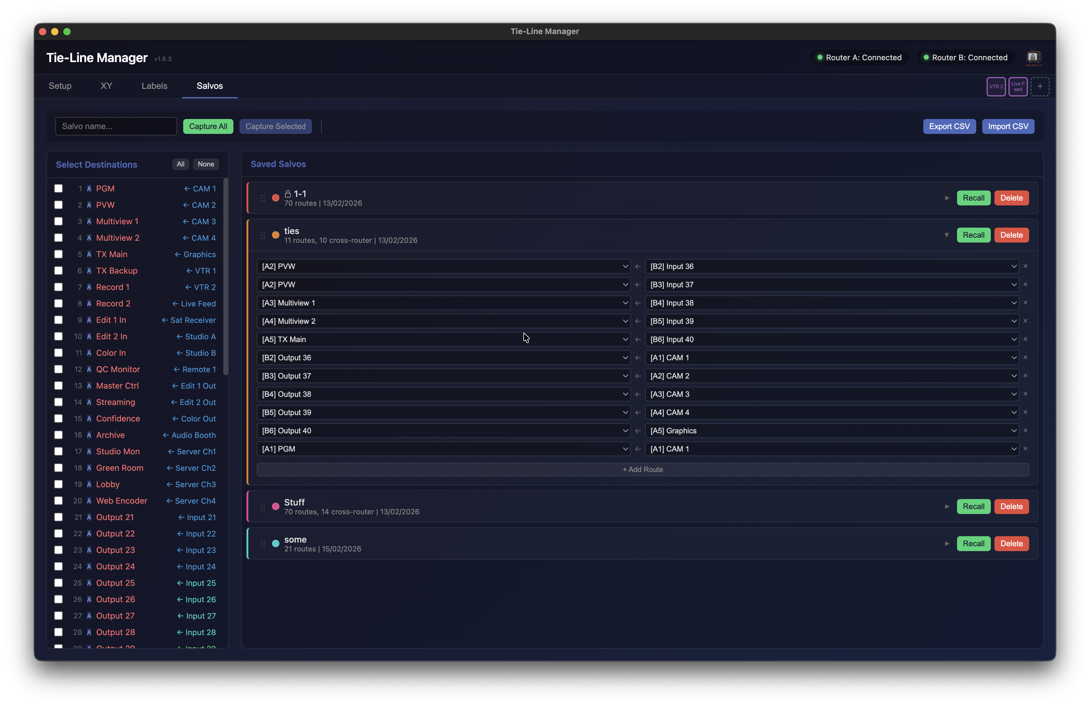 Salvo capture and recall